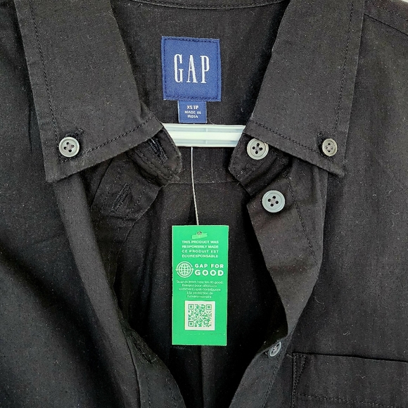 NWT - GAP black cotton shirt dress with belt - Picture 2 of 4